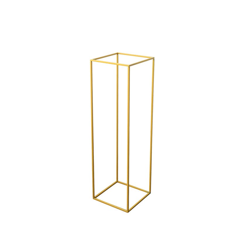 2Pc Rectangular Gold Metal Wedding Flower Stand Geometric Column Frame - YauSpark