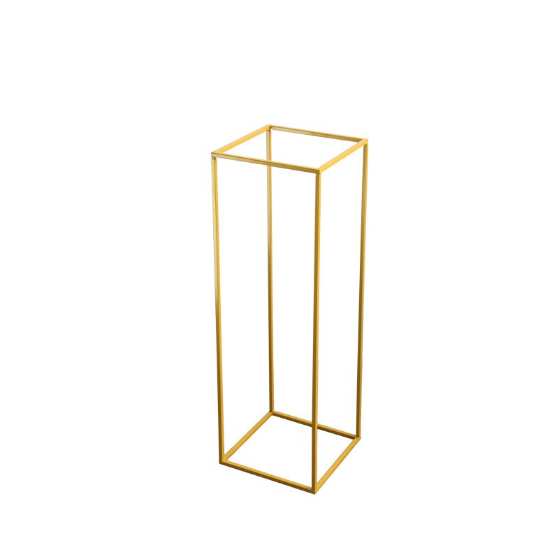 2Pc Rectangular Gold Metal Wedding Flower Stand Geometric Column Frame - YauSpark