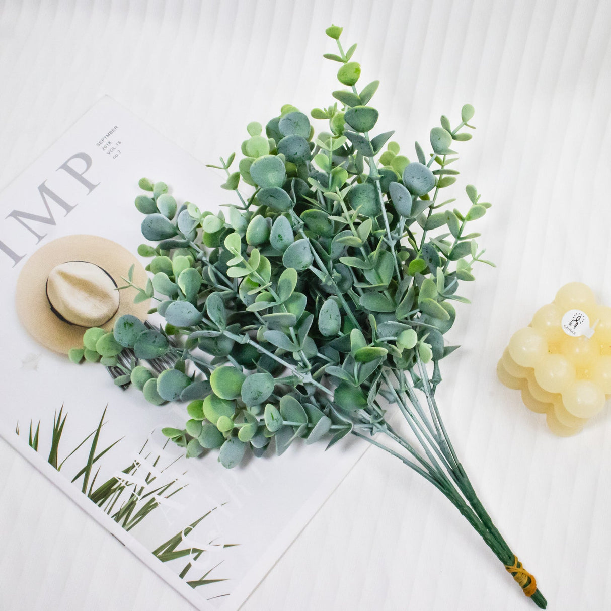 3 Bushes Artificial Eucalyptus Branches 14" - YauSpark