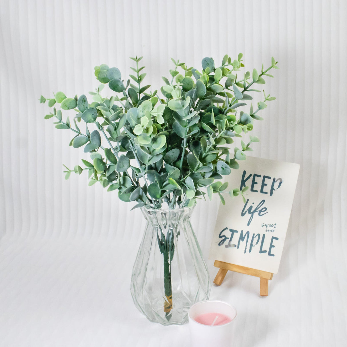 3 Bushes Artificial Eucalyptus Branches 14" - YauSpark