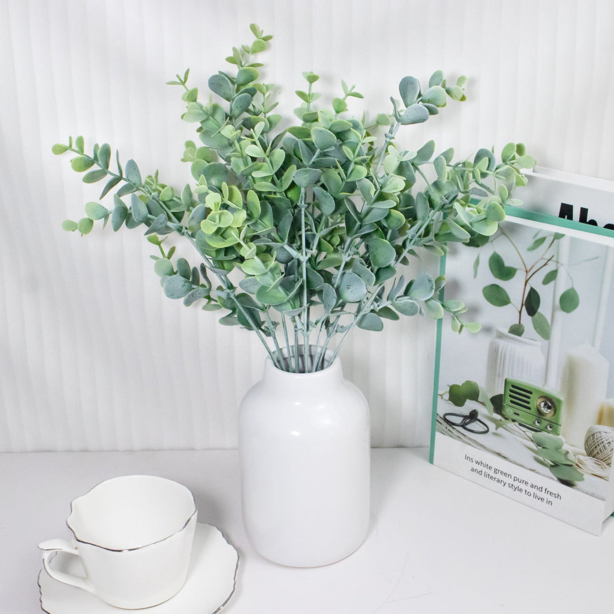 3 Bushes Artificial Eucalyptus Branches 14" - YauSpark