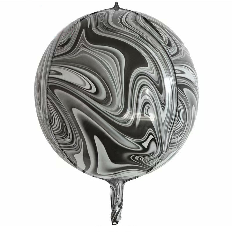 3 Pc Agate Black Marble Orbz Foil Balloons, 4D Sphere Mylar Balloons 22" - YauSpark
