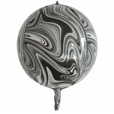 3 Pc Agate Black Marble Orbz Foil Balloons, 4D Sphere Mylar Balloons 22" - YauSpark