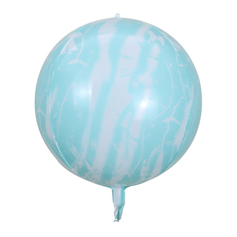 3 Pc Agate Blue Marble Orbz Foil Balloons, 4D Sphere Mylar Balloons 22" - YauSpark