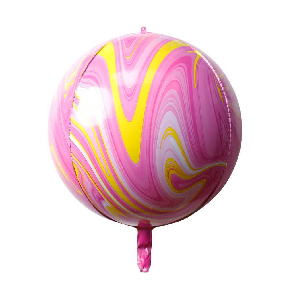 3 Pc Agate Pink Marble Orbz Foil Balloons, 4D Sphere Mylar Balloons 22" - YauSpark