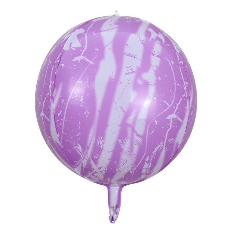 3 Pc Agate Purple Marble Orbz Foil Balloons, 4D Sphere Mylar Balloons 22" - YauSpark