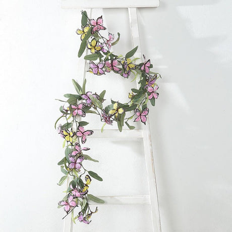 3 Pc Faux Butterfly Flowers Garland Artificial Garland Vines 6ft - YauSpark