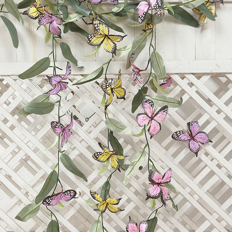 3 Pc Faux Butterfly Flowers Garland Artificial Garland Vines 6ft - YauSpark