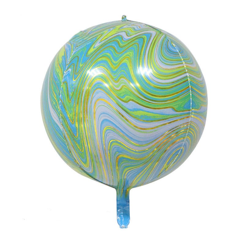 3 Pc Gold Agate Green Marble Orbz Foil Balloons, 4D Sphere Mylar Balloons 22" - YauSpark