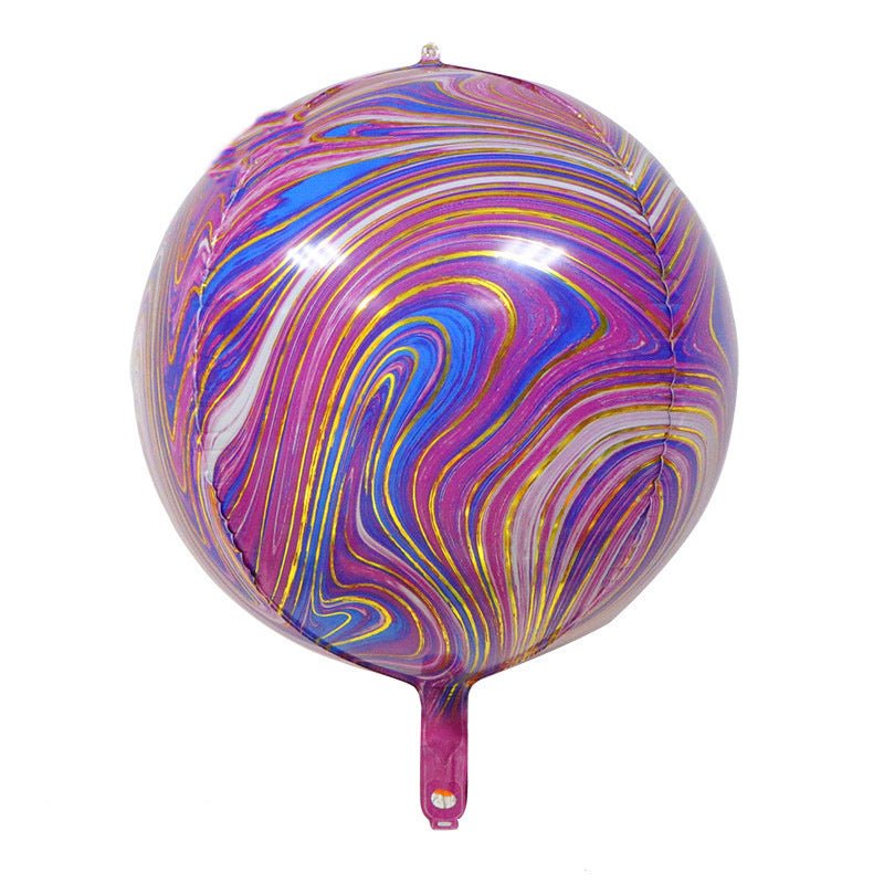 3 Pc Gold Agate Purple Marble Orbz Foil Balloons, 4D Sphere Mylar Balloons 22" - YauSpark