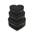 3 Pcs Heart Shaped Gift Boxes with Lids Black - YauSpark
