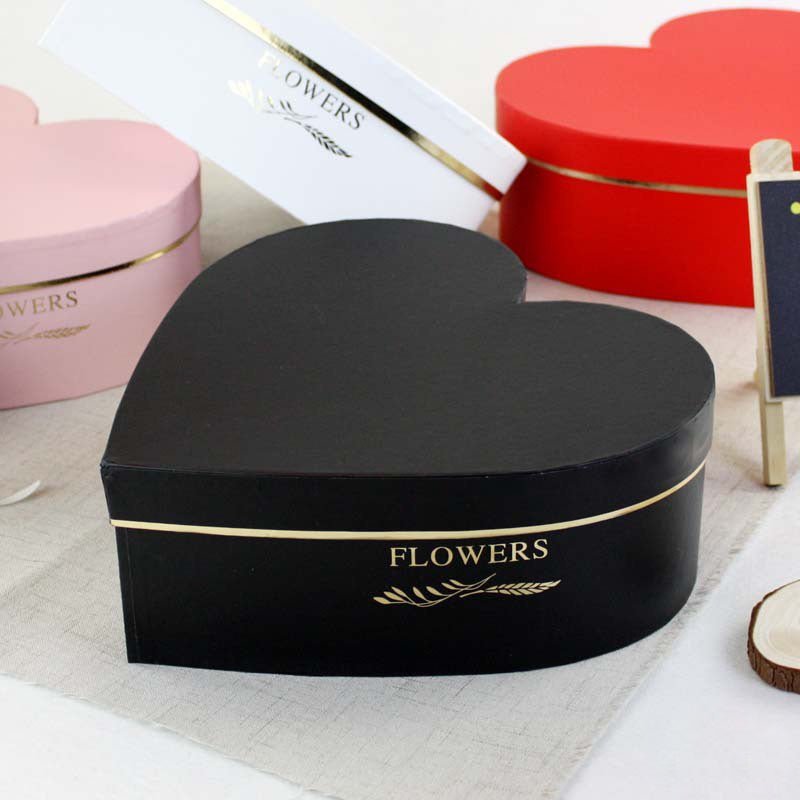 3 Pcs Heart Shaped Gift Boxes with Lids Black - YauSpark
