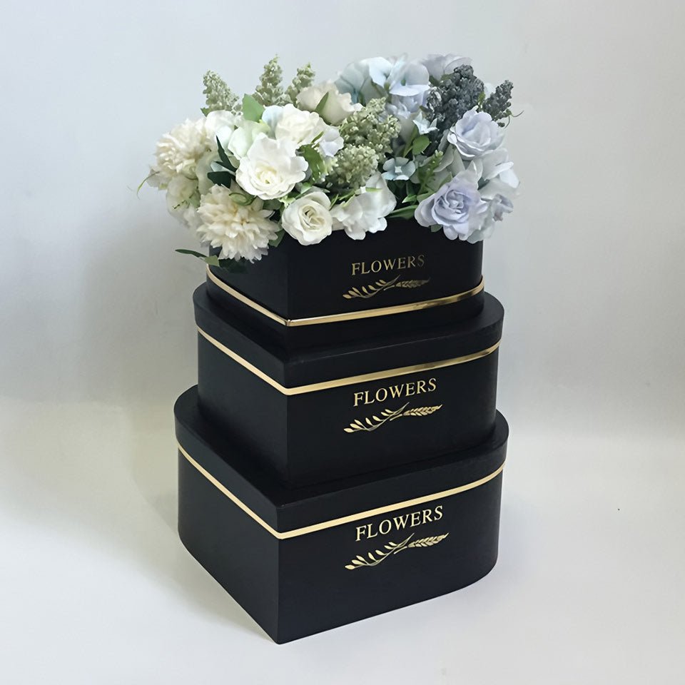 3 Pcs Heart Shaped Gift Boxes with Lids Black - YauSpark