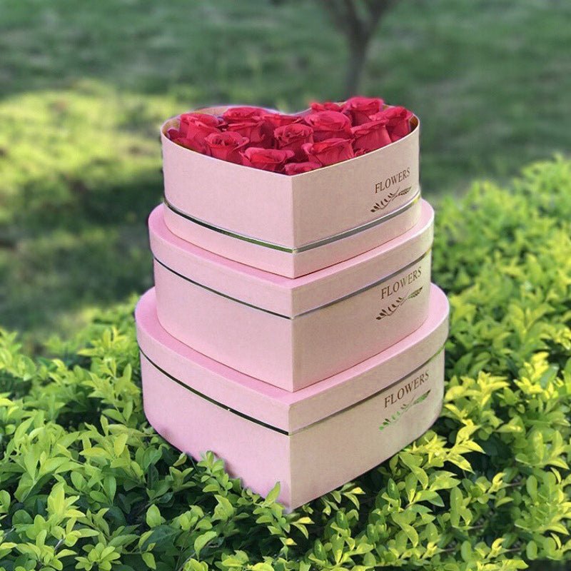 3 Pcs Heart Shaped Gift Boxes with Lids Pink - YauSpark