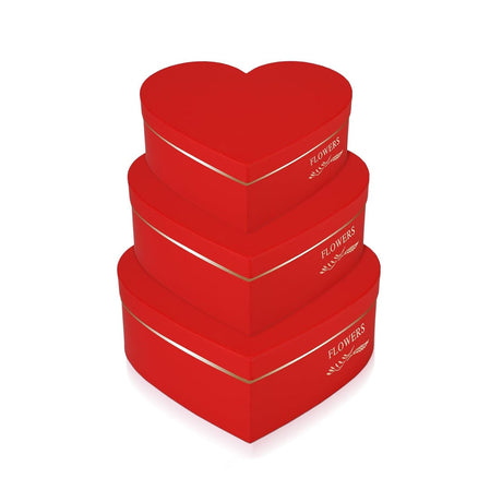 3 Pcs Heart Shaped Gift Boxes with Lids Red - YauSpark