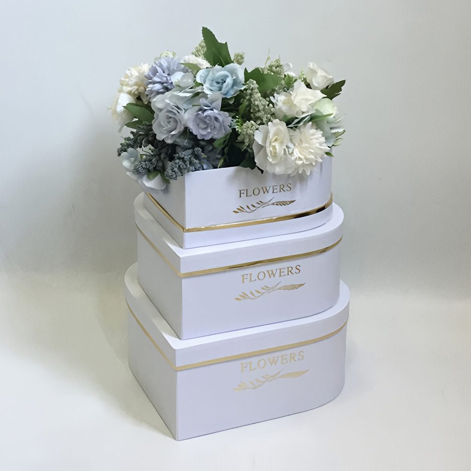 3 Pcs Heart Shaped Gift Boxes with Lids White - YauSpark