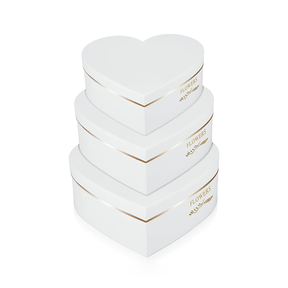 3 Pcs Heart Shaped Gift Boxes with Lids White - YauSpark