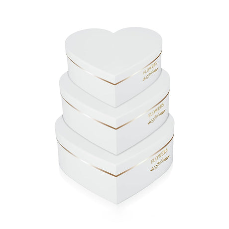 3 Pcs Heart Shaped Gift Boxes with Lids White - YauSpark