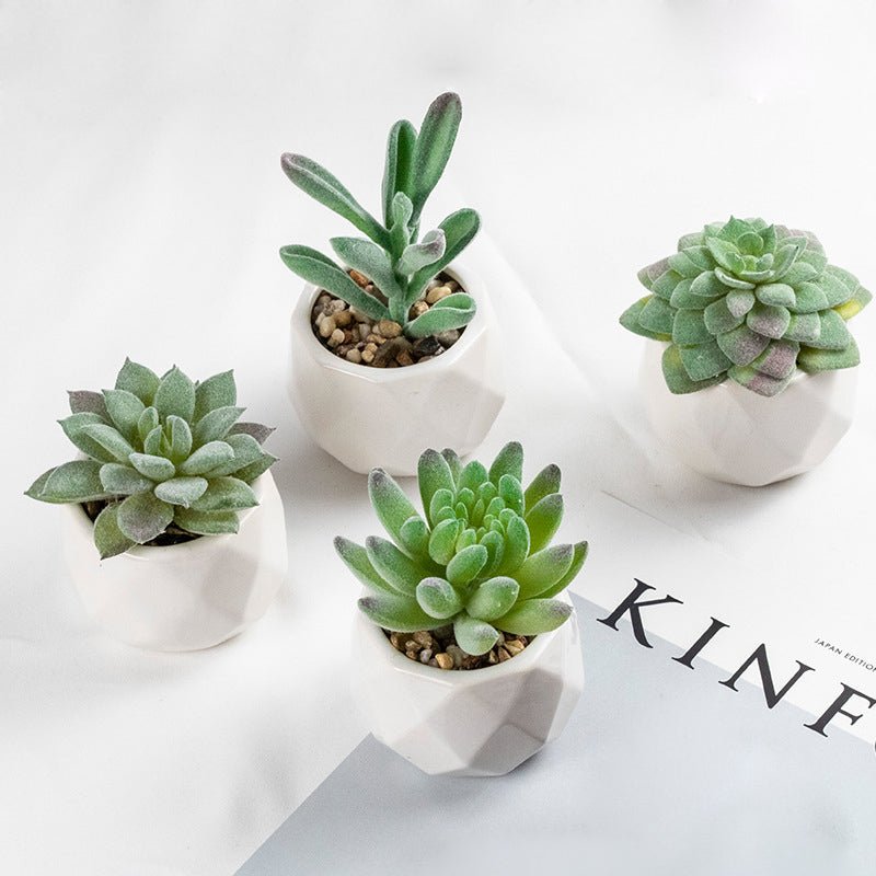 3 Pcs Mini Artificial Aloe Vera in Ceramic Pots 3” - YauSpark