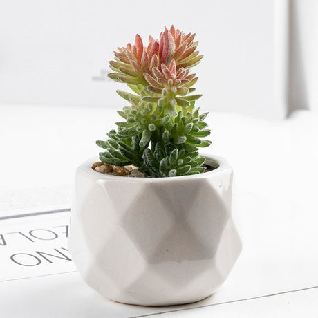 3 Pcs Mini Artificial Pine Buds in Ceramic Pots 4” - YauSpark