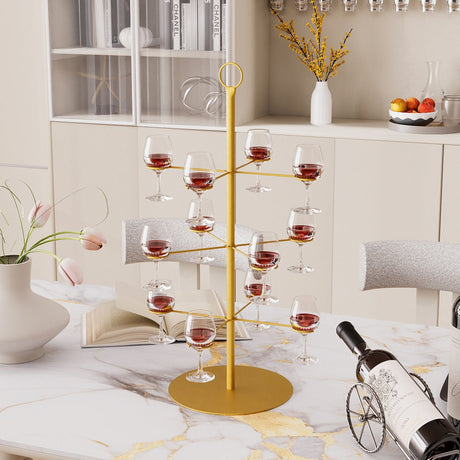 3 - Tier Champagne Glass Holder Tower 22" Gold - YauSpark