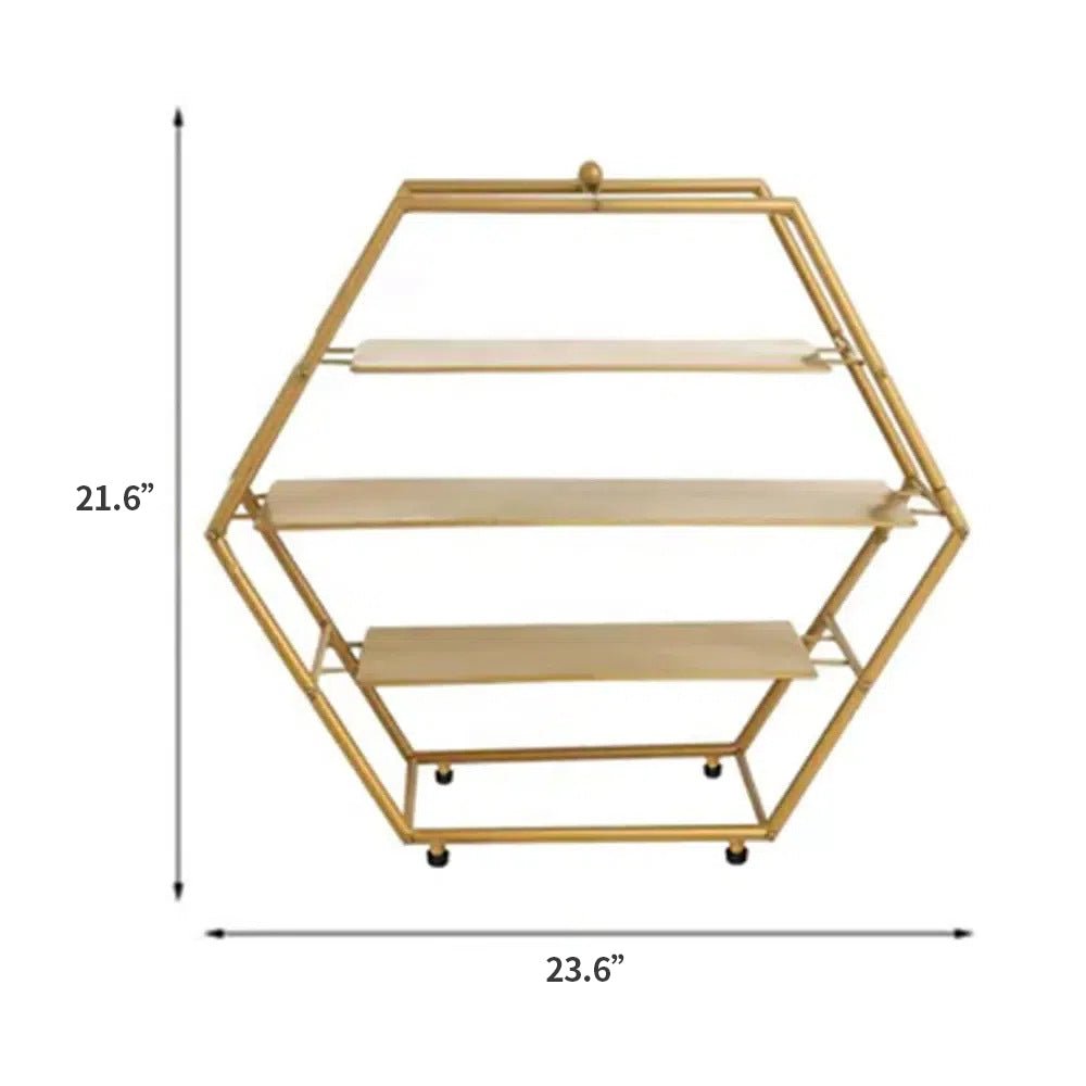3 - Tier Metal Hexagon Cupcake Stand 21" Matte Gold - YauSpark