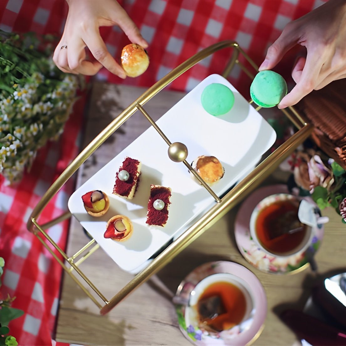 3 - Tier Metal Round Cupcake Stand 16" Matte Gold - YauSpark