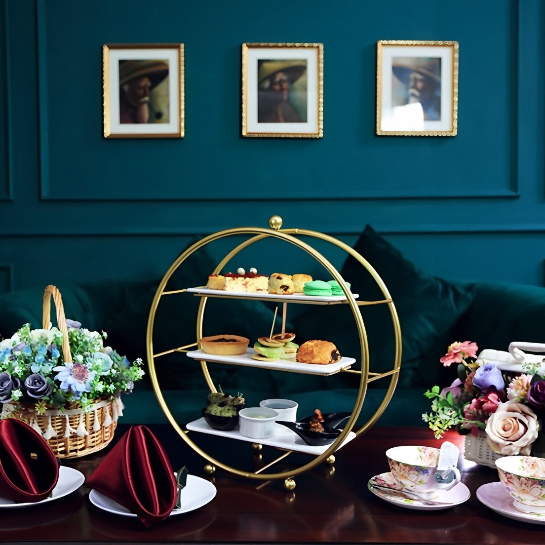 3 - Tier Metal Round Cupcake Stand 16" Matte Gold - YauSpark