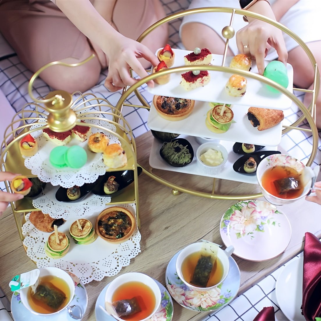 3 - Tier Metal Round Cupcake Stand 16" Matte Gold - YauSpark