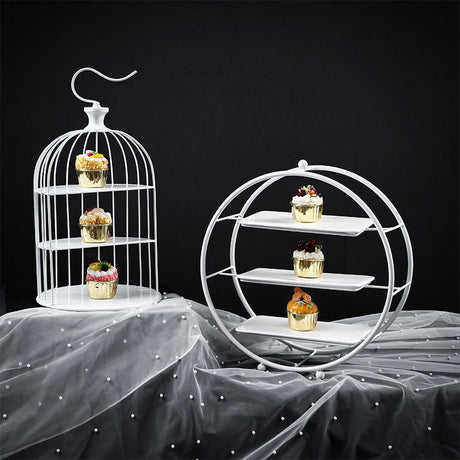 3 - Tier Metal Round Cupcake Stand 16" Matte White - YauSpark