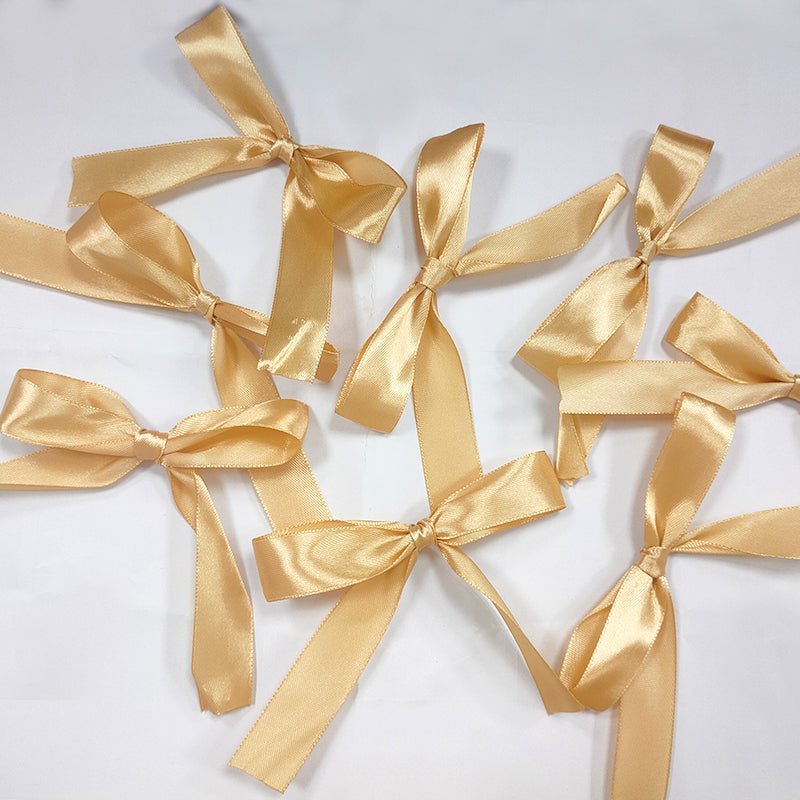 30 Pcs Satin Ribbon Large Bow Champagne - YauSpark
