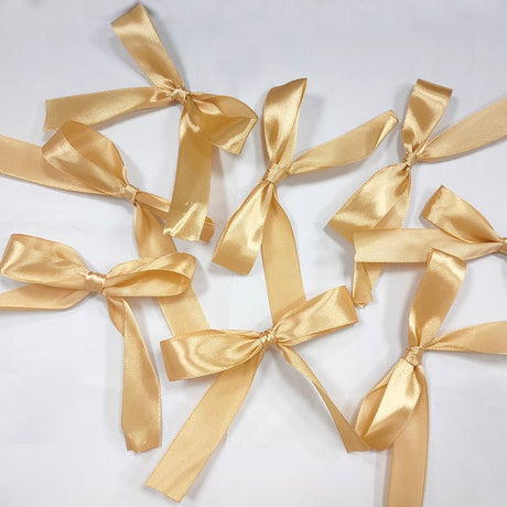 30 Pcs Satin Ribbon Large Bow Champagne - YauSpark