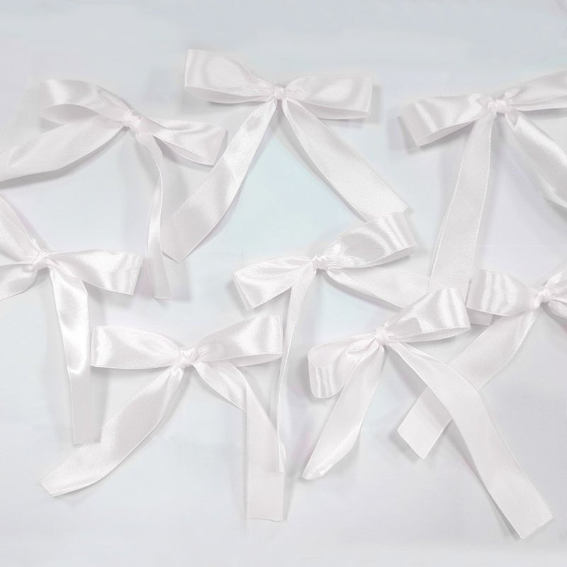 30 Pcs Satin Ribbon Large Bow White - YauSpark
