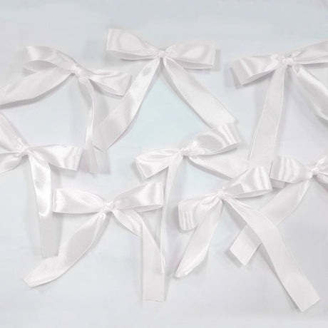 30 Pcs Satin Ribbon Large Bow White - YauSpark