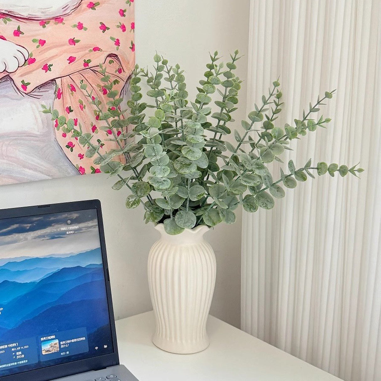 30 Stems Frosted Green Artificial Eucalyptus Sprays 17" - YauSpark