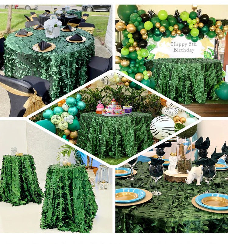 3D Leaves Polyester Rectangular Tablecloth 90"x156" - YauSpark