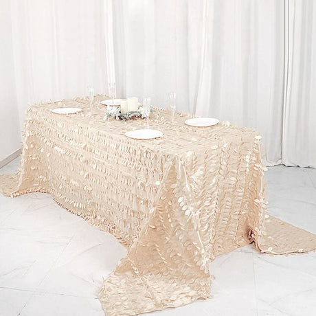3D Leaves Polyester Rectangular Tablecloth 90"x156" - YauSpark