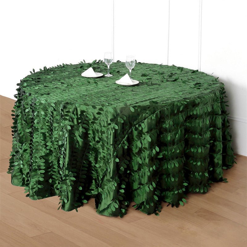 3D Leaves Polyester Round Tablecloth 120" - YauSpark
