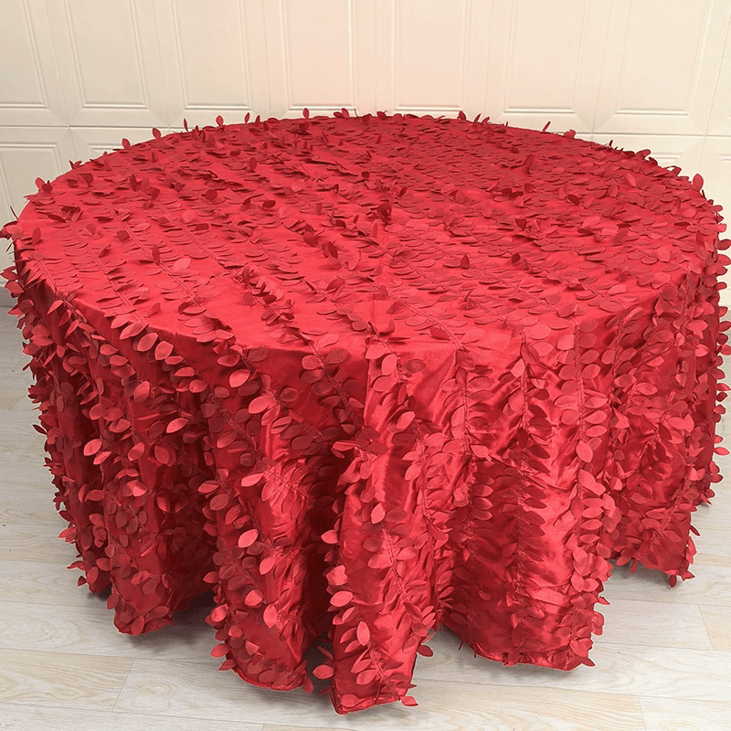 3D Leaves Polyester Round Tablecloth 132" - YauSpark