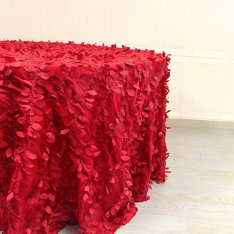 3D Leaves Polyester Round Tablecloth 132" - YauSpark