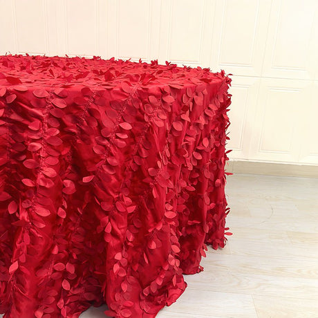 3D Leaves Polyester Round Tablecloth 132" - YauSpark