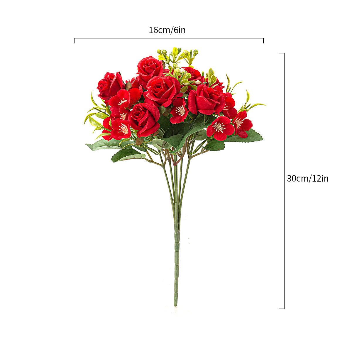 4 Bushes Artificial Rose Bridal Bouquet 12" Orange - YauSpark