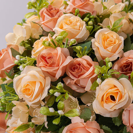 4 Bushes Artificial Rose Bridal Bouquet 12" Orange - YauSpark