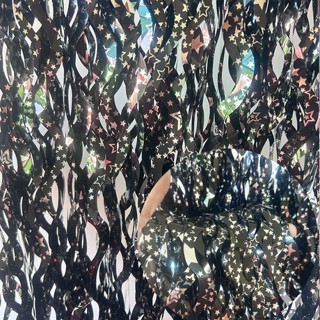 4 Pack Wavy Foil Fringe Curtain Party Backdrop 3.3x6.6 Ft Ceramic Black - YauSpark