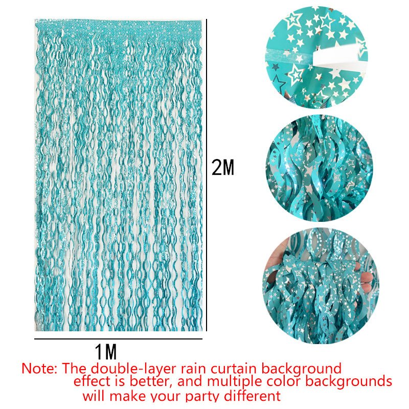 4 Pack Wavy Foil Fringe Curtain Party Backdrop 3.3x6.6 Ft Ceramic Light Green - YauSpark