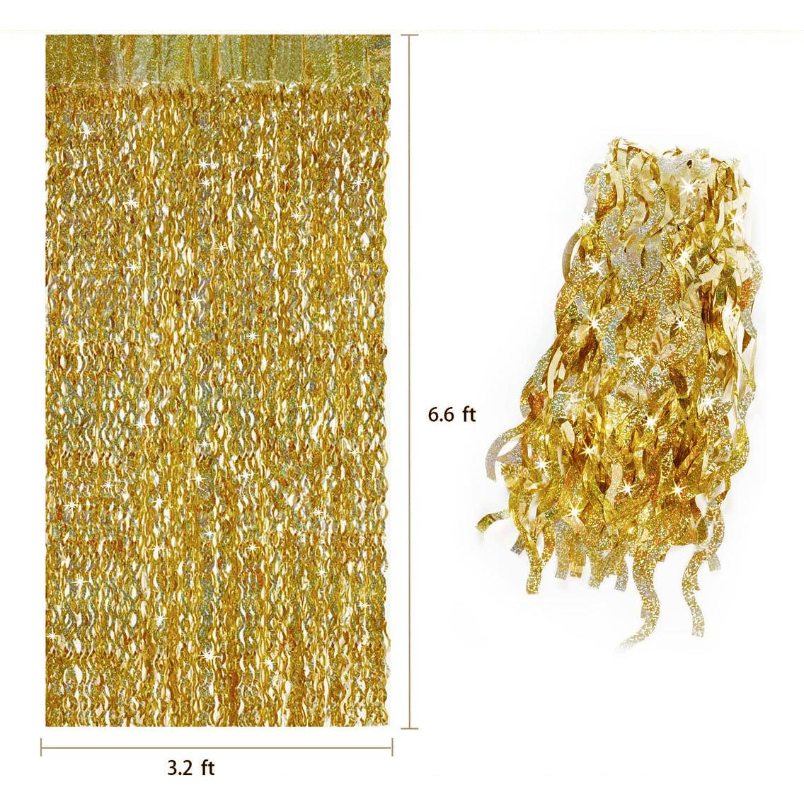 4 Pack Wavy Foil Fringe Curtain Party Backdrop 3.3x6.6 Ft Laser Light Blue - YauSpark