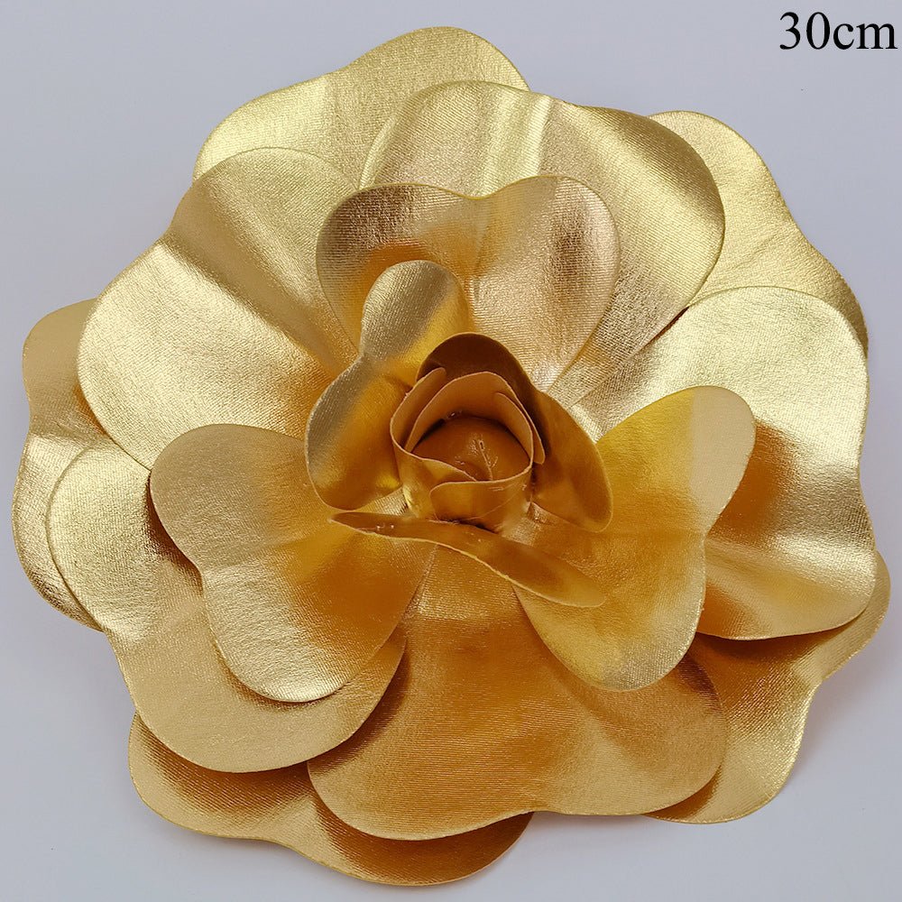 4 Packs Of Simulated Golden Rose Flower Wall Decoration 12" - YauSpark