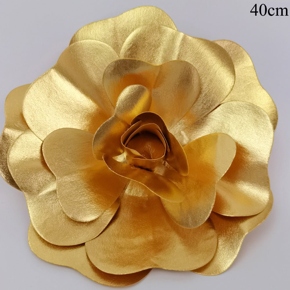 4 Packs Of Simulated Golden Rose Flower Wall Decoration 16" - YauSpark