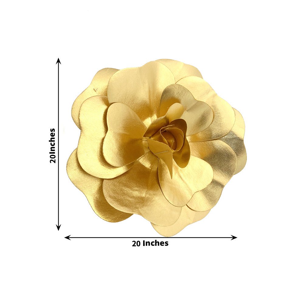 4 Packs Of Simulated Golden Rose Flower Wall Decoration 20" - YauSpark