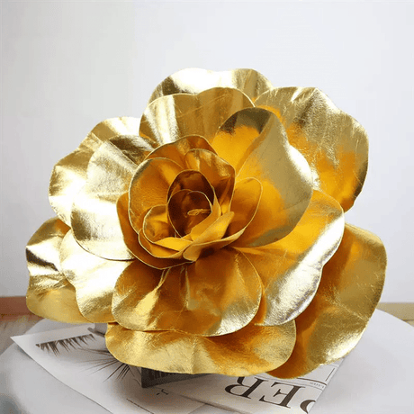 4 Packs Of Simulated Golden Rose Flower Wall Decoration 24" - YauSpark